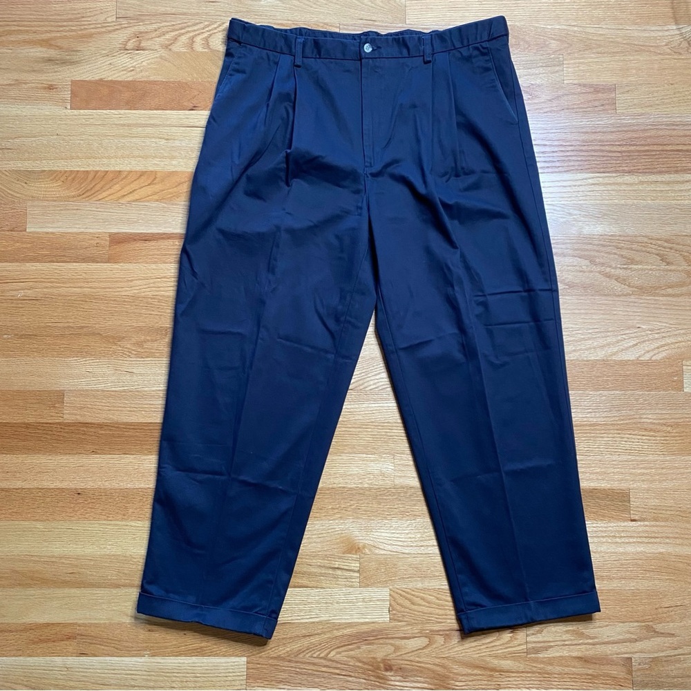 Architect Mens‎ Pants Pleated Cuffed Career Business Black Size 42x30 Office
